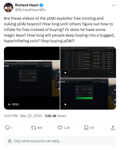 Are these videos of the pDAI exploiter free-minting?
