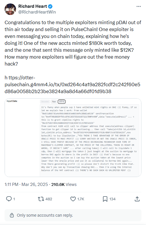 Congratulations to the multiple exploiters minting pDAI.