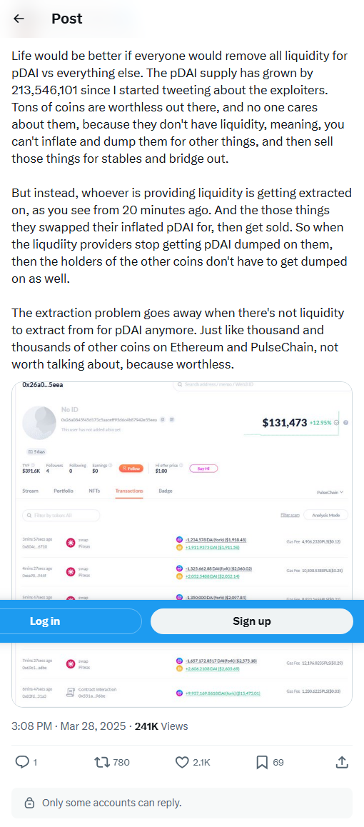 Supply up 213M since I started tweeting about exploiters.