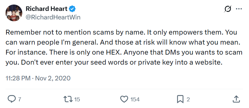 Don't mention scams by name — it only empowers them.